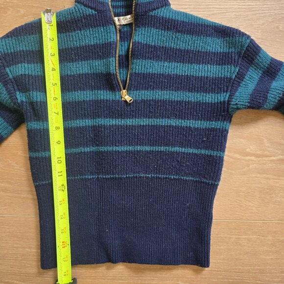 Trina Turk Striped Misty Half-Zip Pullover Sweater Sz Sm Navy - Picture 4 of 6